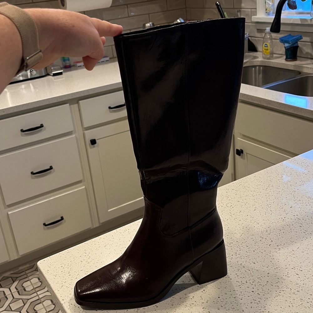 Burgundy Knee-High Boots